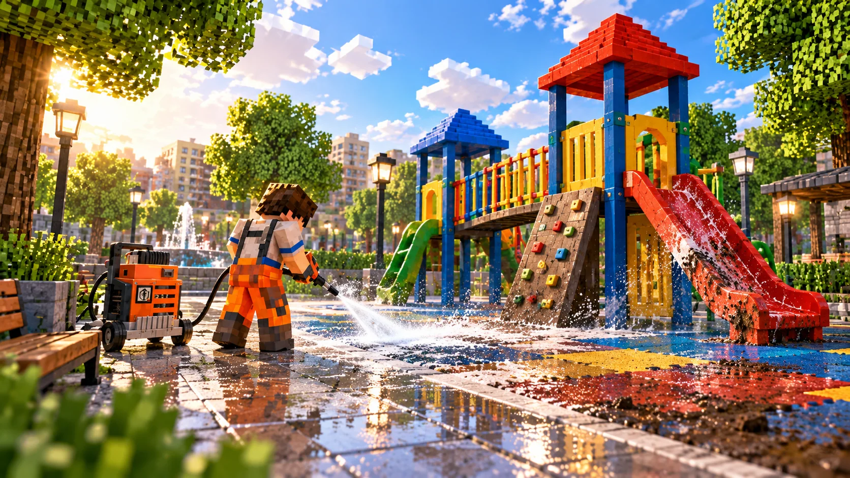 Colourful playground scene