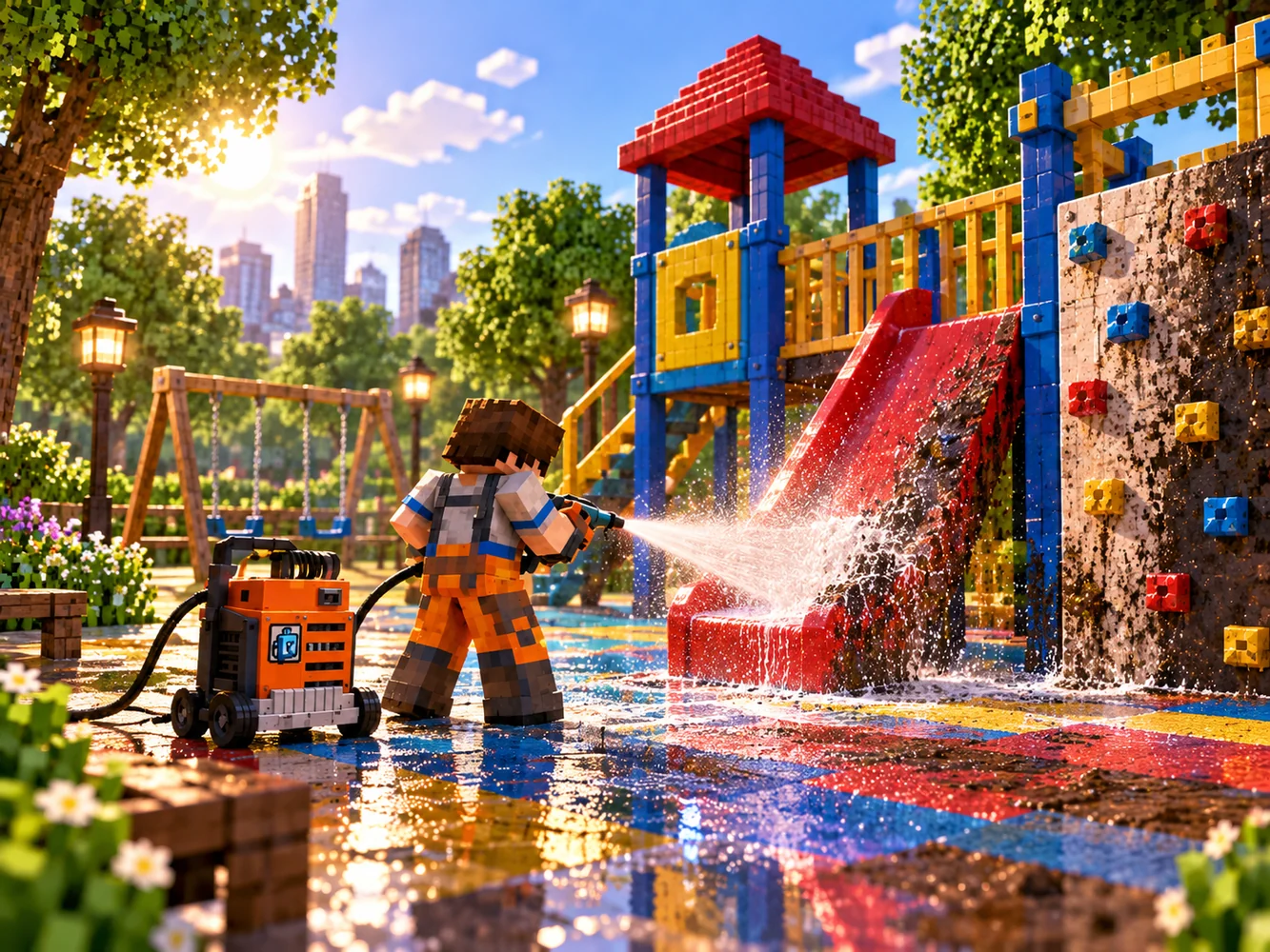 Colourful playground scene
